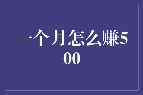 一个月怎么赚500