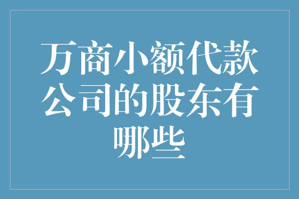 万商小额代款公司的股东有哪些