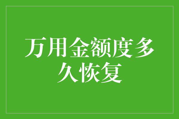 万用金额度多久恢复