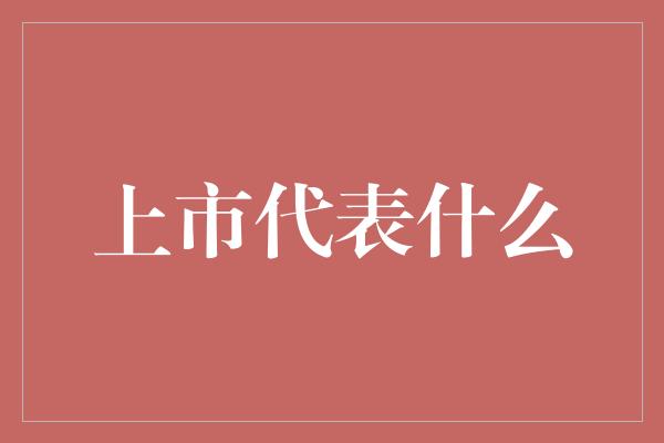 上市代表什么