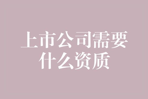 上市公司需要什么资质