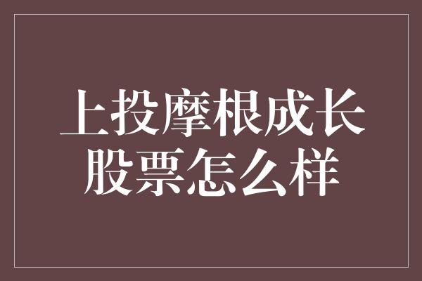 上投摩根成长股票怎么样