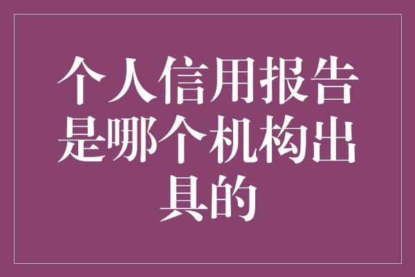 个人信用报告是哪个机构出具的