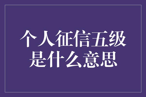 个人征信五级是什么意思