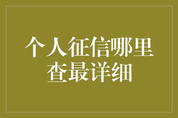 个人征信哪里查最详细