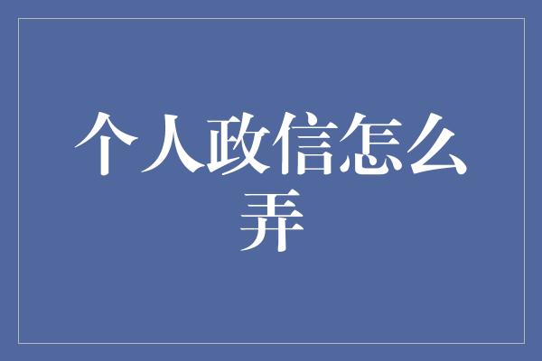 个人政信怎么弄