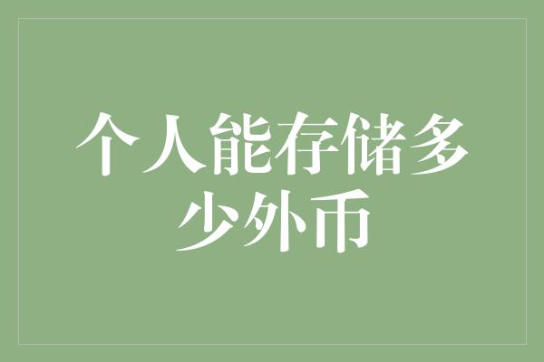 个人能存储多少外币