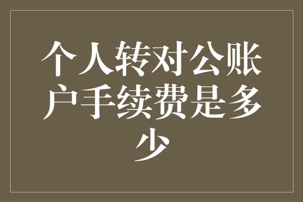 个人转对公账户手续费是多少