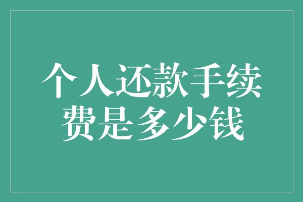 个人还款手续费是多少钱