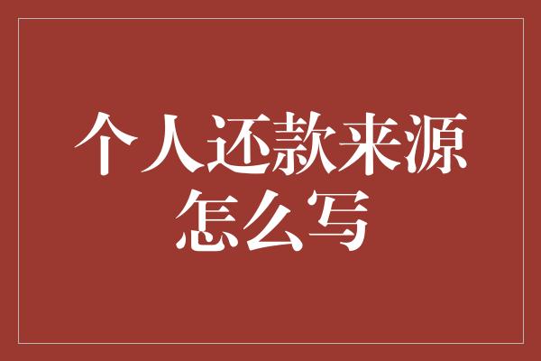 个人还款来源怎么写