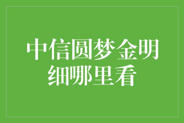 中信圆梦金明细哪里看