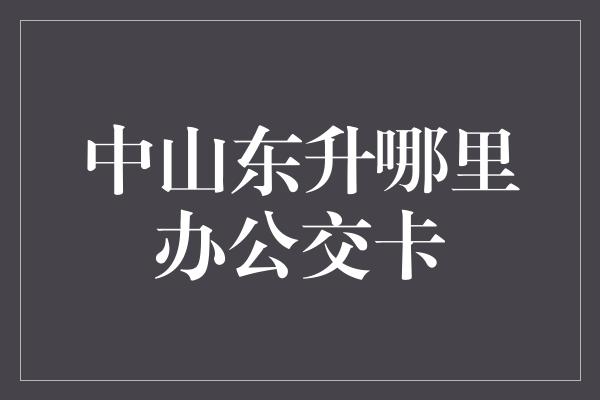 中山东升哪里办公交卡