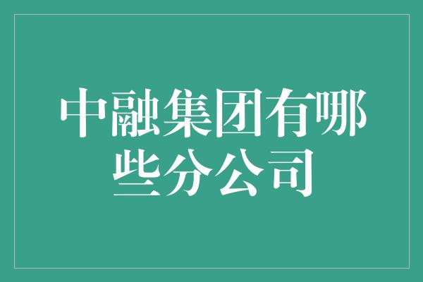 中融集团有哪些分公司