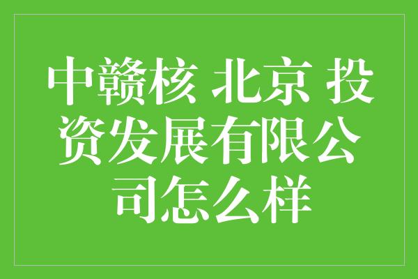 中赣核 北京 投资发展有限公司怎么样