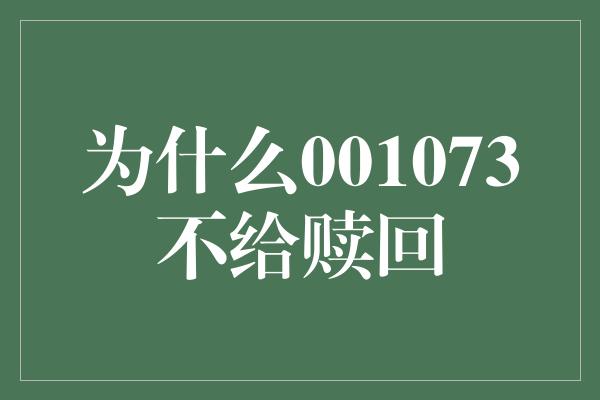 为什么001073不给赎回