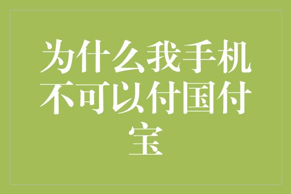 为什么我手机不可以付国付宝