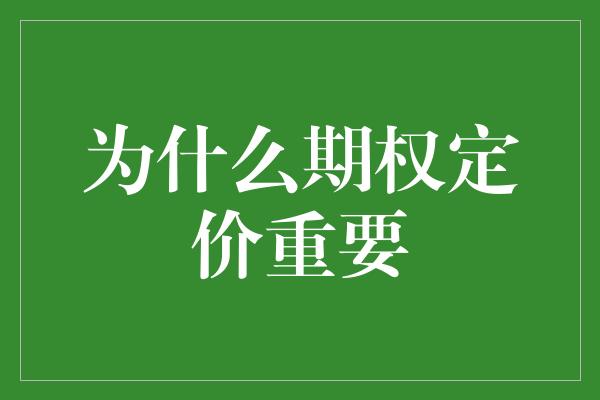 为什么期权定价重要