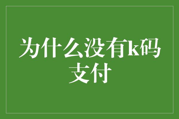 为什么没有k码支付