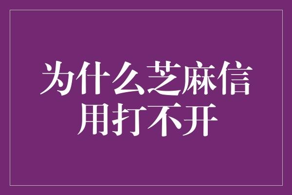 为什么芝麻信用打不开