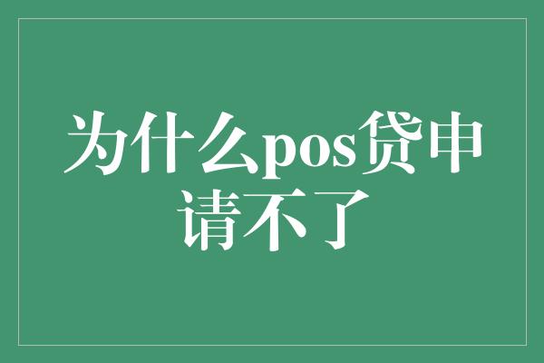 为什么pos贷申请不了