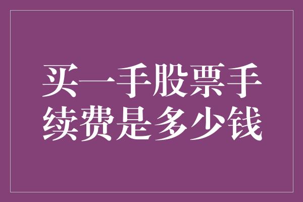 买一手股票手续费是多少钱