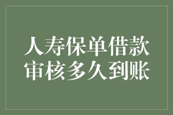 人寿保单借款审核多久到账