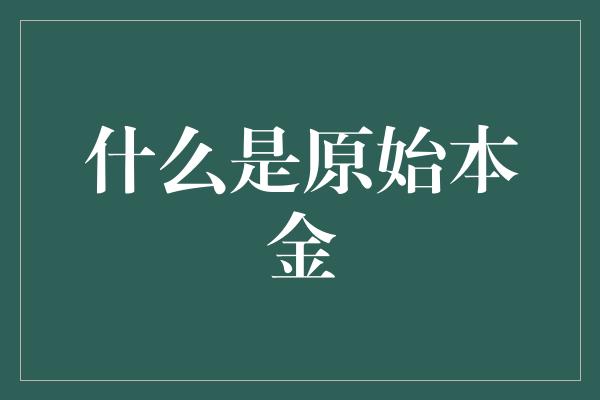 什么是原始本金