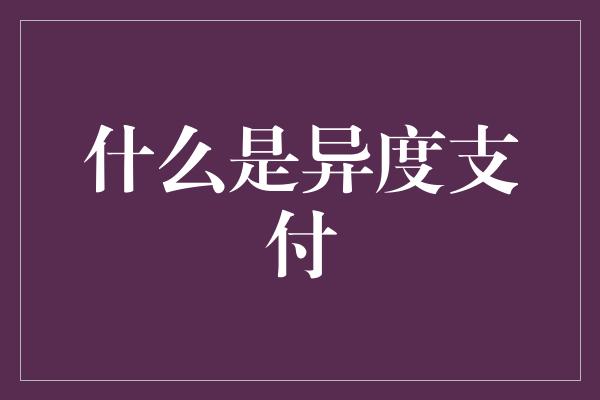 什么是异度支付