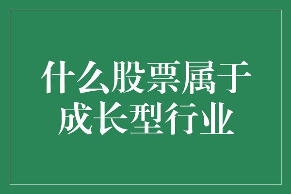 什么股票属于成长型行业