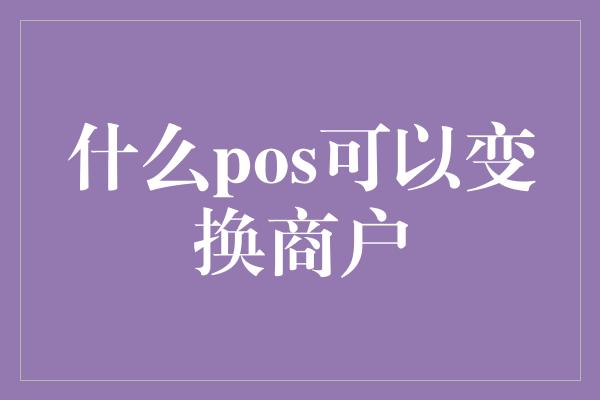 什么pos可以变换商户