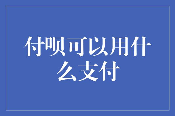 付呗可以用什么支付