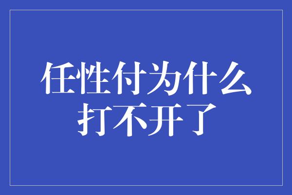 任性付为什么打不开了