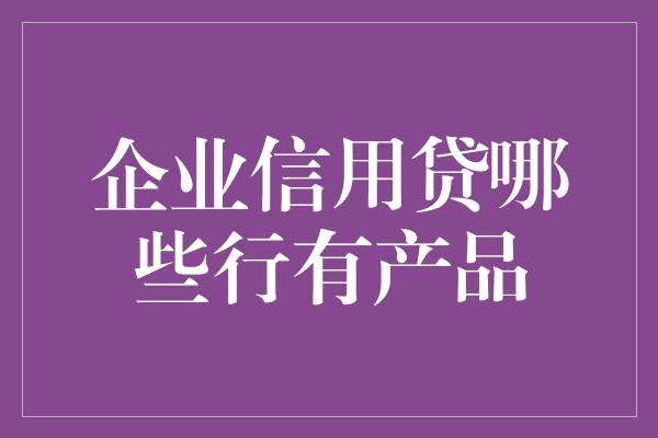 企业信用贷哪些行有产品