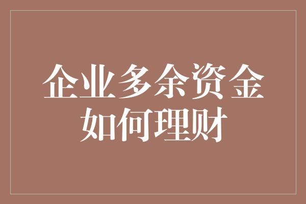 企业多余资金如何理财