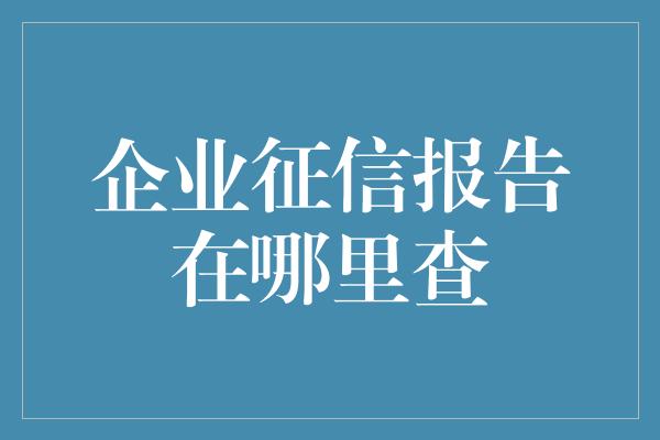 企业征信报告在哪里查