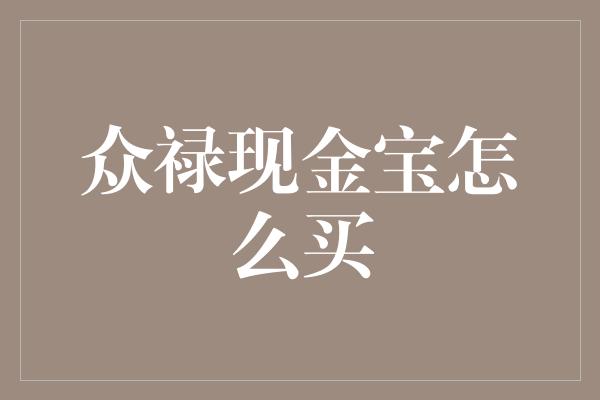 众禄现金宝怎么买