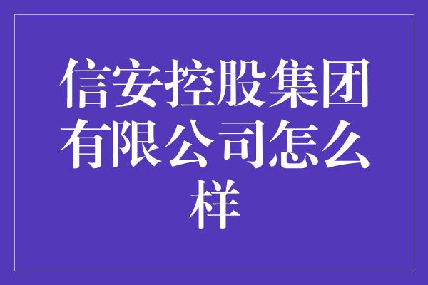 信安控股集团有限公司怎么样