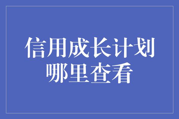 信用成长计划哪里查看