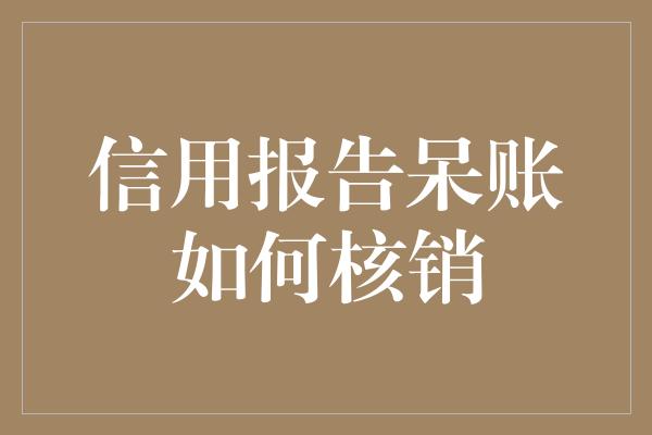 信用报告呆账如何核销