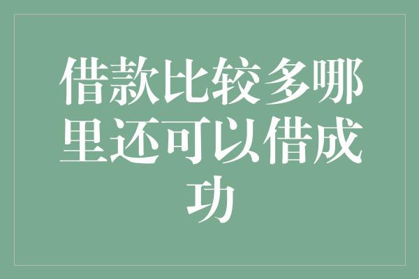 借款比较多哪里还可以借成功