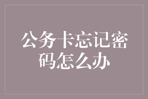 公务卡忘记密码怎么办