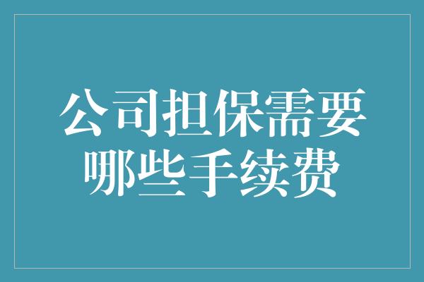 公司担保需要哪些手续费