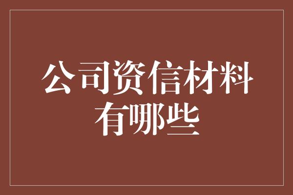 公司资信材料有哪些