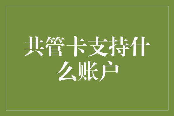 共管卡支持什么账户