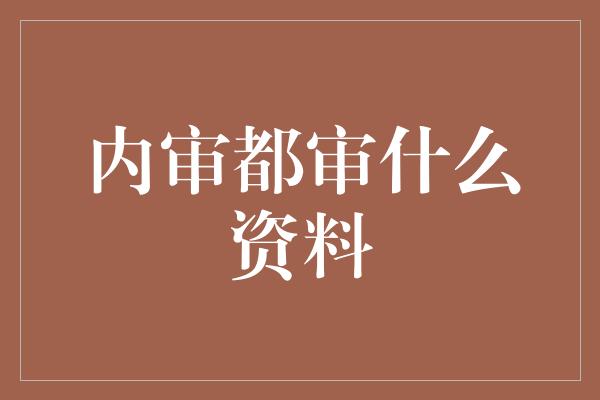 内审都审什么资料