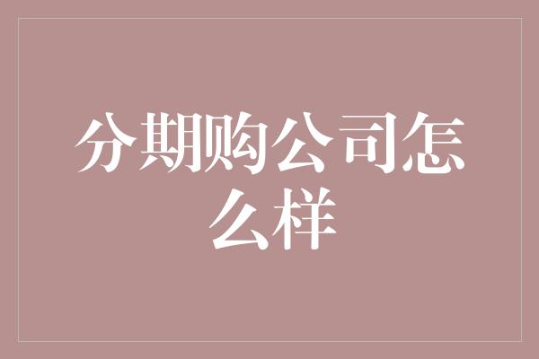 分期购公司怎么样