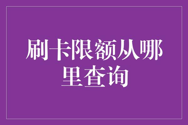 刷卡限额从哪里查询