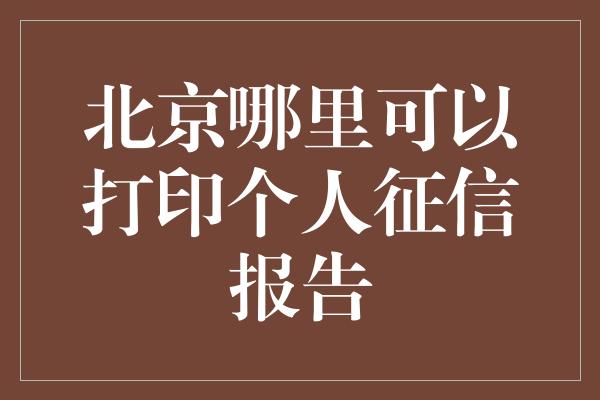 北京哪里可以打印个人征信报告