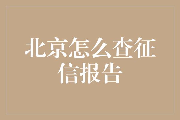 北京怎么查征信报告