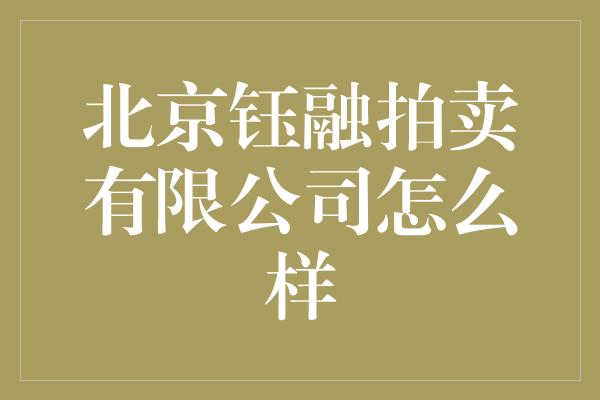 北京钰融拍卖有限公司怎么样